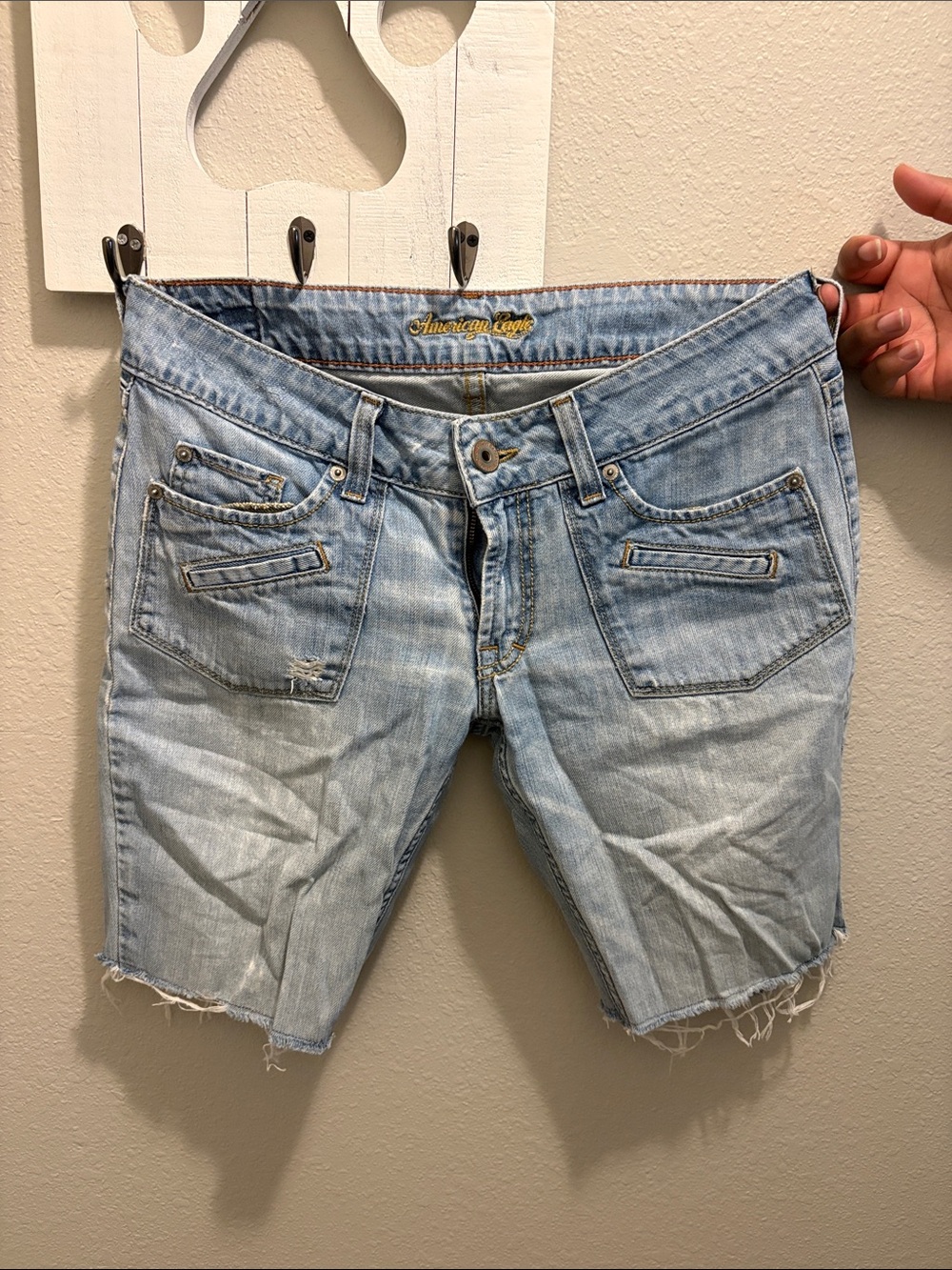 American Eagle Outfitters Light Wash Distressed Denim Shorts